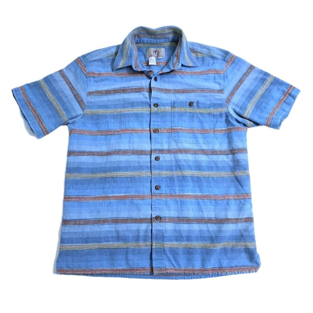 Territory Ahead Mens Medium Blue Striped Multicolor Vintage Southwest Shirt